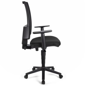 Silla de oficina PANDORA PLUS PIEL, gran acolchado, respaldo en malla, color negro