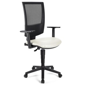 Silla de oficina PANDORA PLUS PIEL, gran acolchado, respaldo en malla, color negro