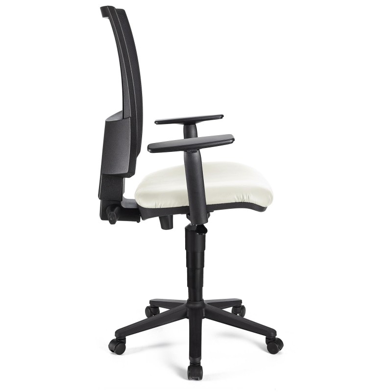 Silla de oficina PANDORA PLUS PIEL, gran acolchado, respaldo en malla, color negro