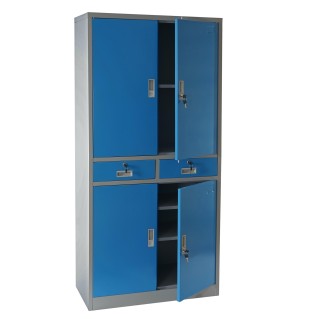 Armario archivador OLSEN 4 PUERTAS 2 CAJONES, gran capacidad y máxima robustez, color azul