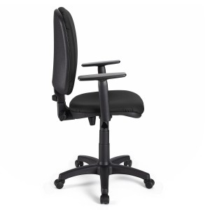 Silla de oficina CALIPSO PLUS PIEL, respaldo y brazos ajustables, en negro