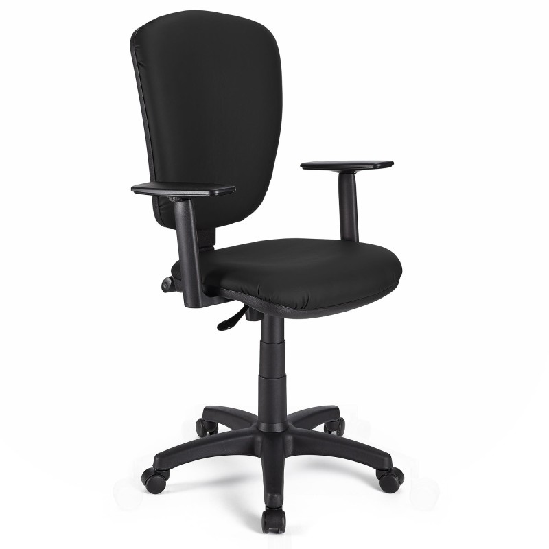 Silla de oficina CALIPSO PLUS PIEL, respaldo y brazos ajustables, en negro