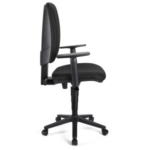Silla de oficina ATLAS PLUS PIEL, respaldo y brazos ajustables, en negro