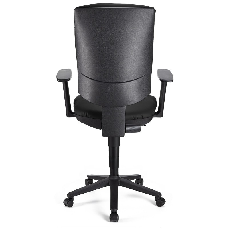 Silla de oficina ATLAS PLUS PIEL, respaldo y brazos ajustables, en negro