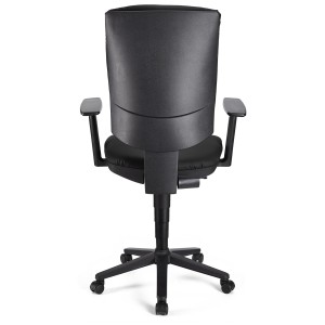 Silla de oficina ATLAS PLUS PIEL, respaldo y brazos ajustables, en negro