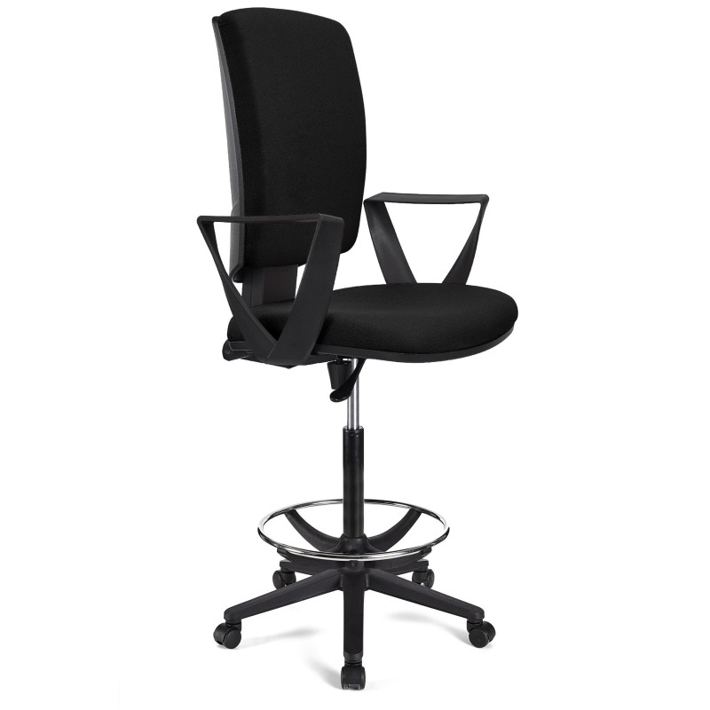 Taburete de oficina ATLAS en tela color negro