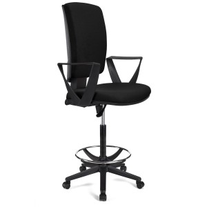 Taburete de oficina ATLAS en tela color negro