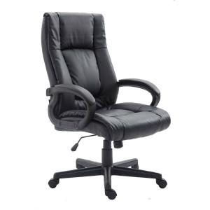 Sillón de oficina NINA PIEL, gran acolchado, en piel negro