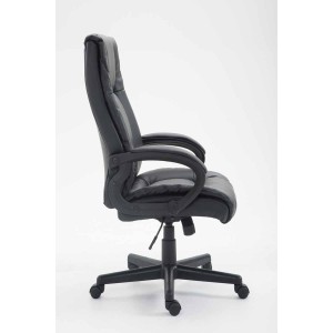 Sillón de oficina NINA PIEL, gran acolchado, en piel negro
