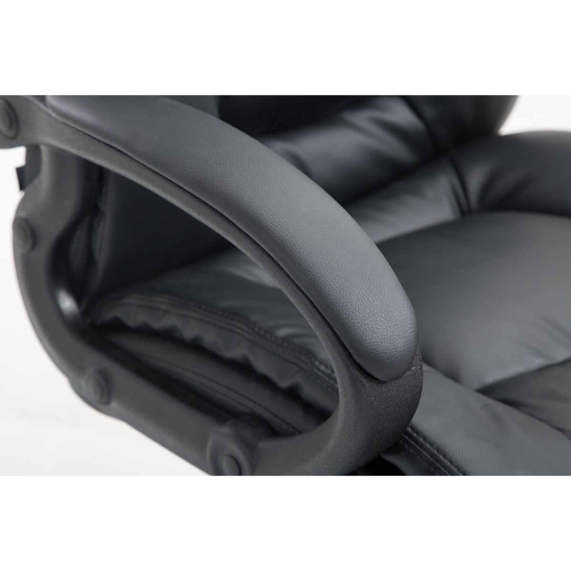 Sillón de oficina NINA PIEL, gran acolchado, en piel negro