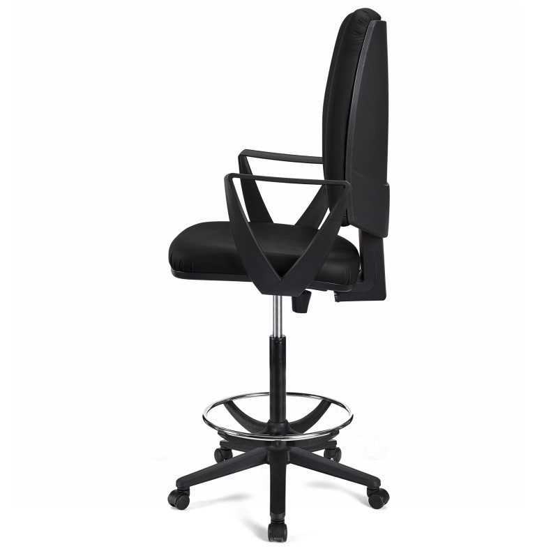 Taburete de oficina ATLAS PIEL en color negro