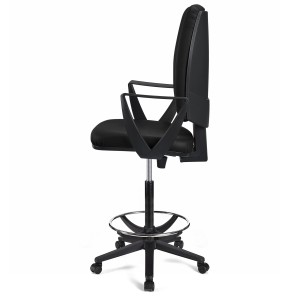 Taburete de oficina ATLAS PIEL en color negro