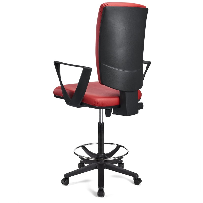 Taburete de oficina ATLAS PIEL en color negro