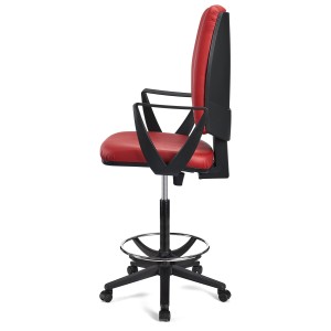 Taburete de oficina ATLAS PIEL en color negro