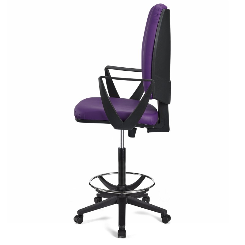 Taburete de oficina ATLAS PIEL en color negro