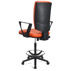 Taburete de oficina ATLAS PIEL en color negro