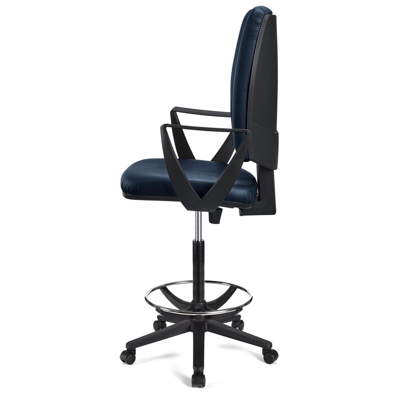 Taburete de oficina ATLAS PIEL en color negro