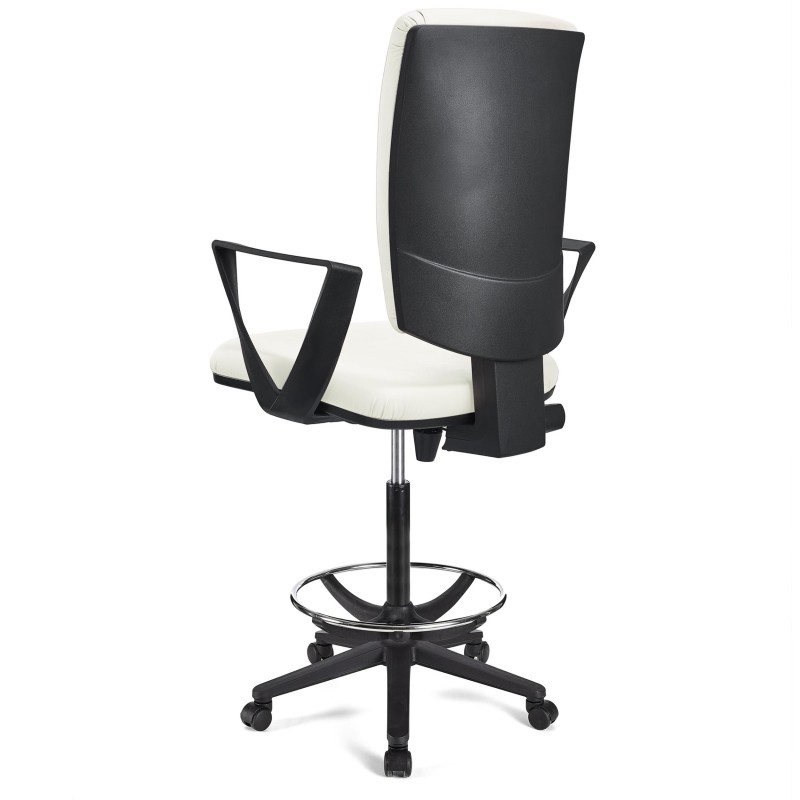 Taburete de oficina ATLAS PIEL en color negro