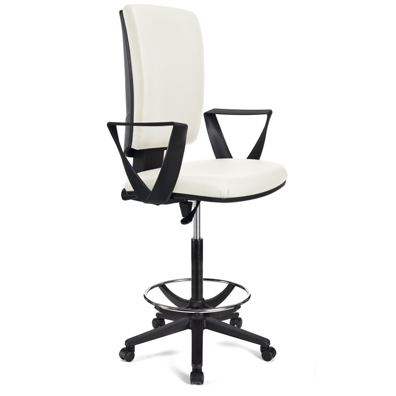 Taburete de oficina ATLAS PIEL en color negro