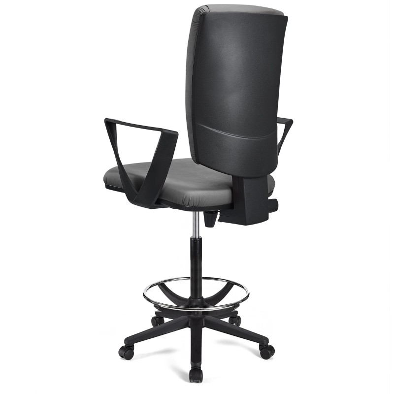 Taburete de oficina ATLAS PIEL en color negro