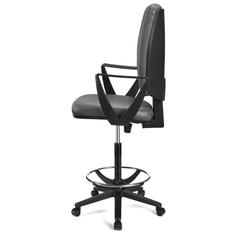 Taburete de oficina ATLAS PIEL en color negro
