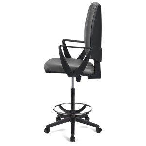 Taburete de oficina ATLAS PIEL en color negro