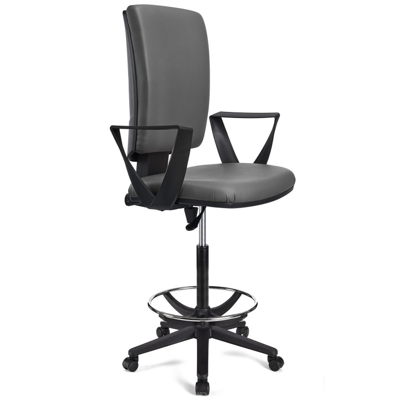 Taburete de oficina ATLAS PIEL en color negro