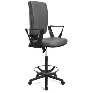 Taburete de oficina ATLAS PIEL en color negro