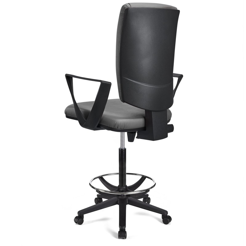 Taburete de oficina ATLAS PIEL en color negro