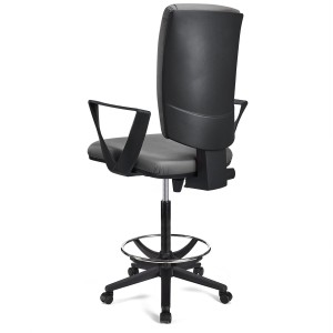 Taburete de oficina ATLAS PIEL en color negro