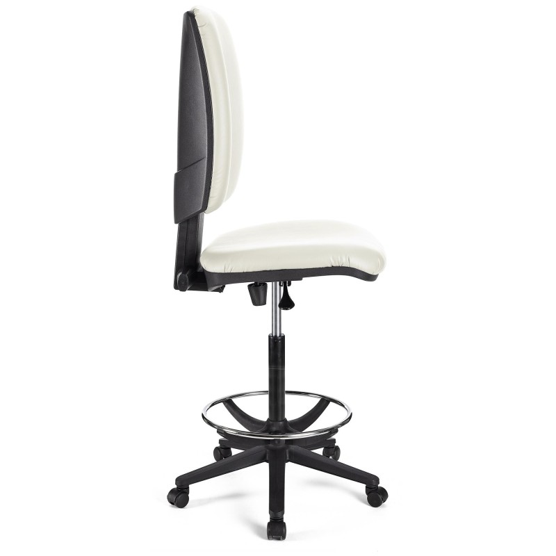 Taburete de oficina ATLAS SIN BRAZOS PIEL en color negro