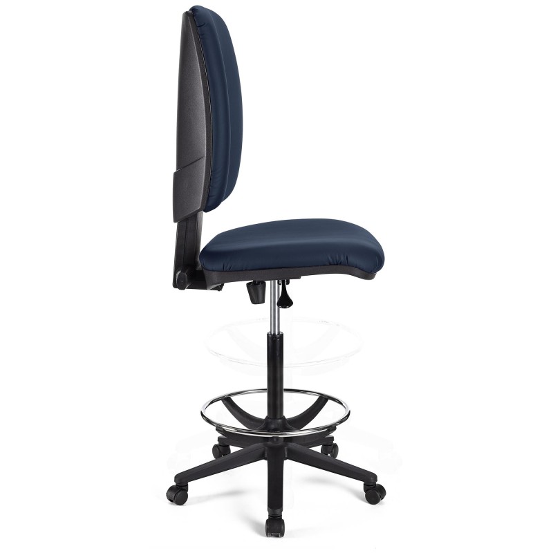 Taburete de oficina ATLAS SIN BRAZOS PIEL en color negro