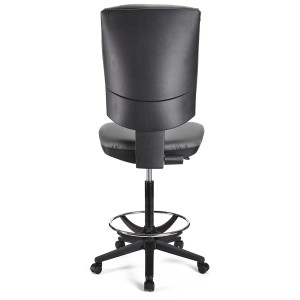 Taburete de oficina ATLAS SIN BRAZOS PIEL en color negro