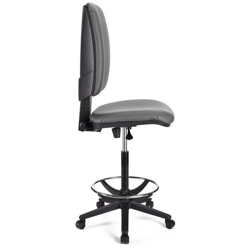 Taburete de oficina ATLAS SIN BRAZOS PIEL en color negro