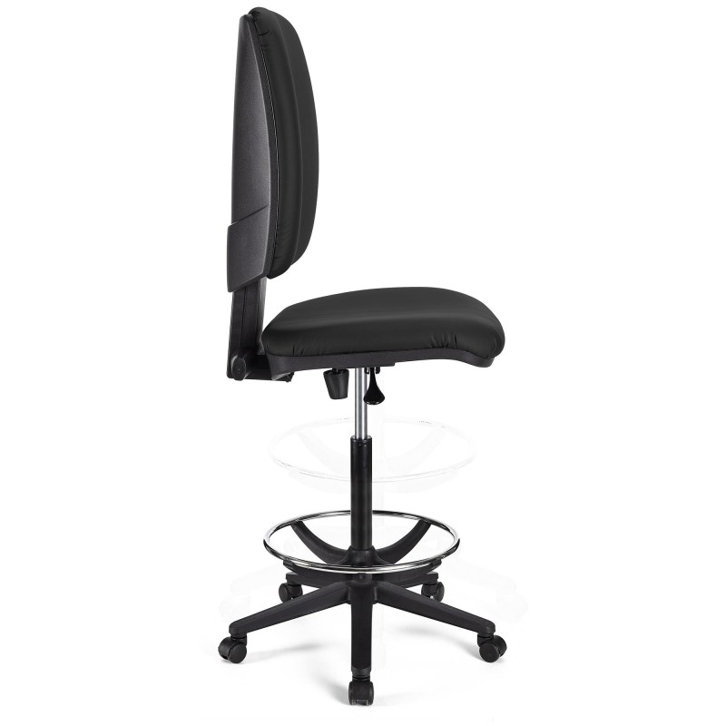 Taburete de oficina ATLAS SIN BRAZOS PIEL en color negro