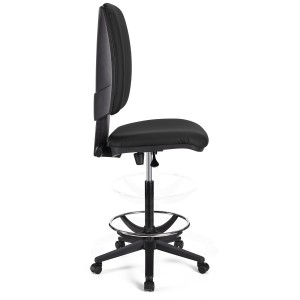 Taburete de oficina ATLAS SIN BRAZOS PIEL en color negro