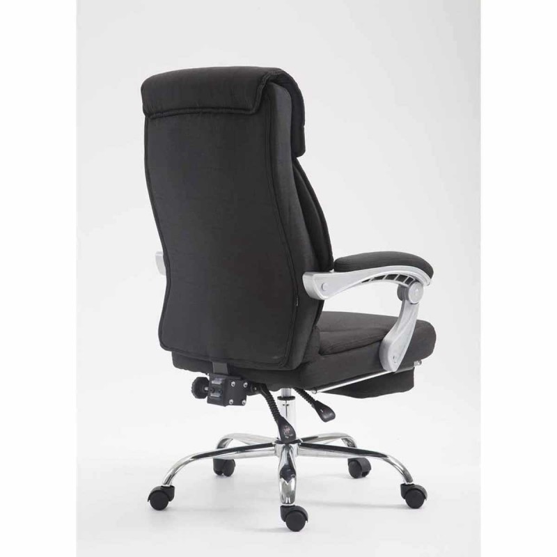 Sillón de Oficina OREGON TELA, Reposapiés Extensible, Gran Acolchado, en Negro