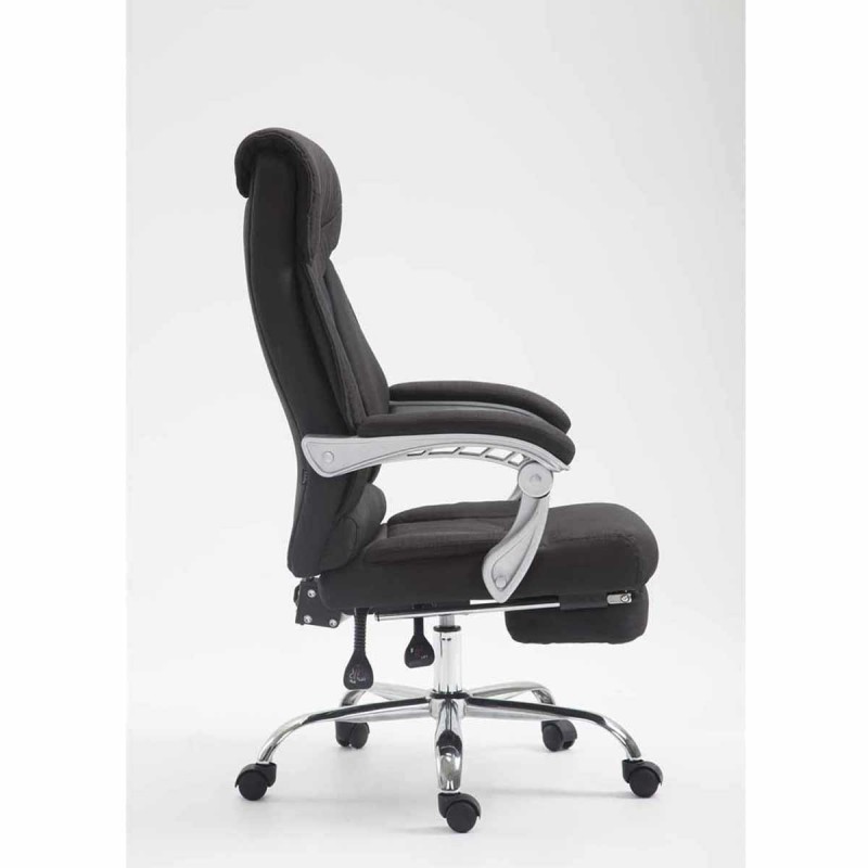 Sillón de Oficina OREGON TELA, Reposapiés Extensible, Gran Acolchado, en Negro