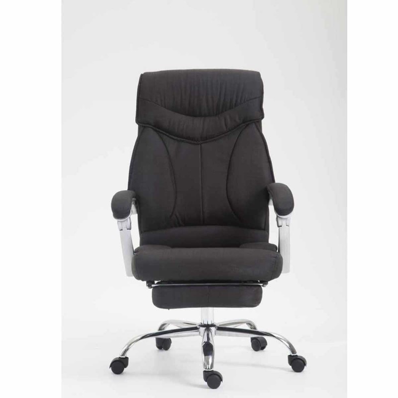 Sillón de Oficina OREGON TELA, Reposapiés Extensible, Gran Acolchado, en Negro