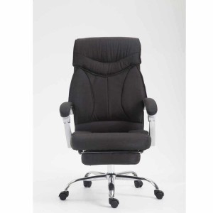 Sillón de Oficina OREGON TELA, Reposapiés Extensible, Gran Acolchado, en Negro