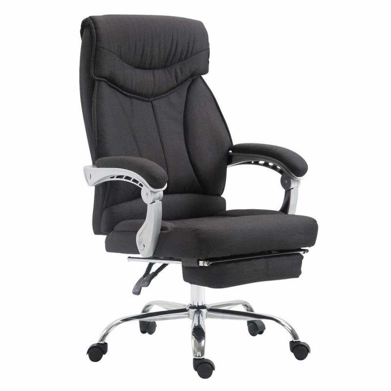Sillón de Oficina OREGON TELA, Reposapiés Extensible, Gran Acolchado, en Negro