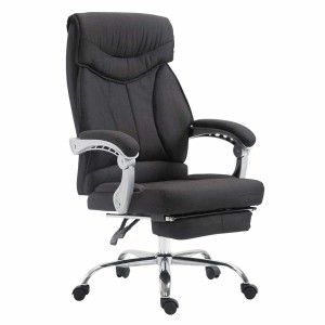 Sillón de Oficina OREGON TELA, Reposapiés Extensible, Gran Acolchado, en Negro