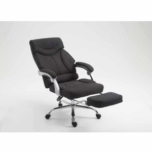 Sillón de Oficina OREGON TELA, Reposapiés Extensible, Gran Acolchado, en Negro