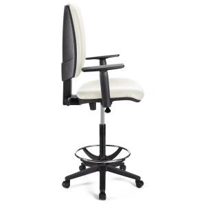 Taburete de oficina ATLAS PLUS PIEL en color negro