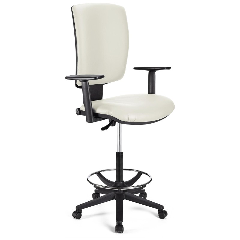 Taburete de oficina ATLAS PLUS PIEL en color negro