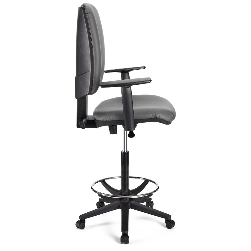 Taburete de oficina ATLAS PLUS PIEL en color negro