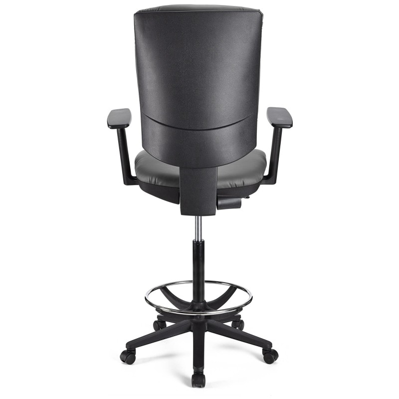 Taburete de oficina ATLAS PLUS PIEL en color negro