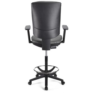 Taburete de oficina ATLAS PLUS PIEL en color negro