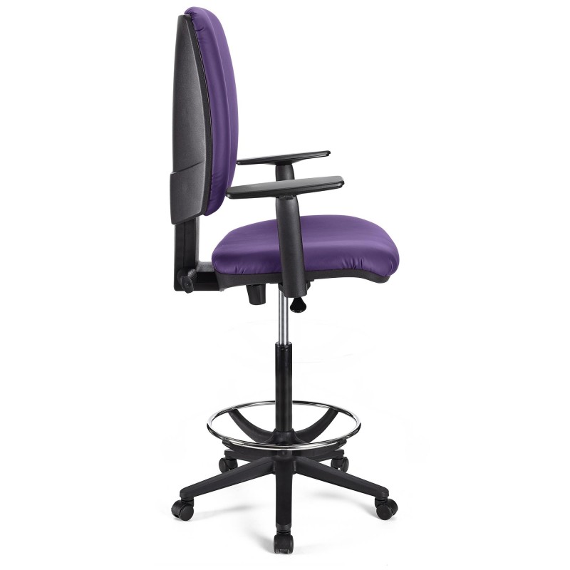 Taburete de oficina ATLAS PLUS PIEL en color negro