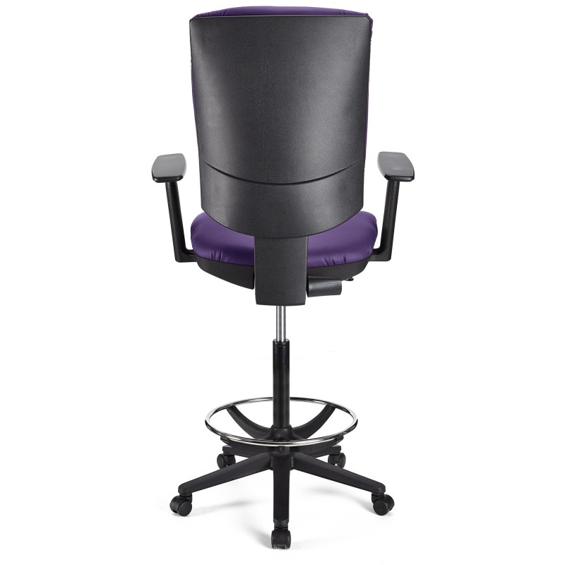 Taburete de oficina ATLAS PLUS PIEL en color negro